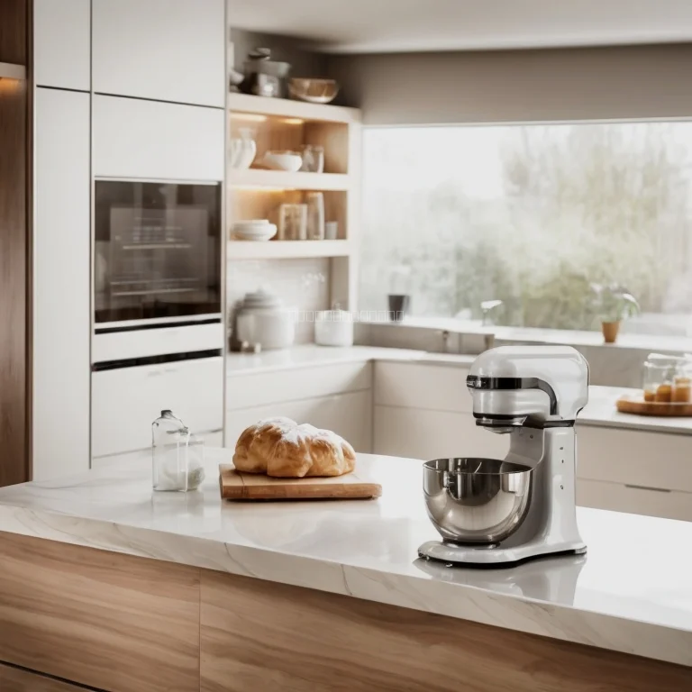 KI-Backgerät auf Küchenarbeitsplatte mit frischem Brot